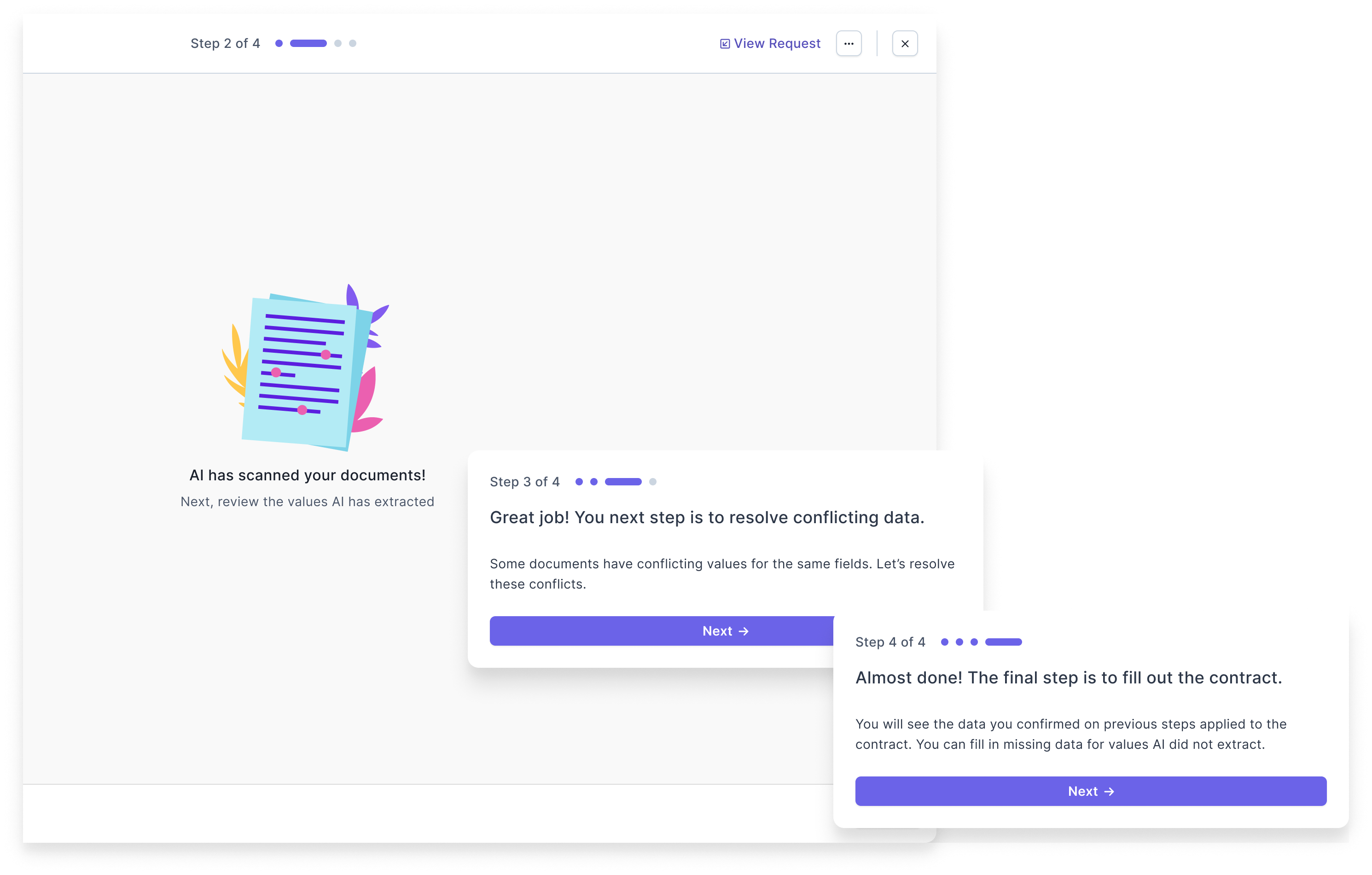 Screenshots of examples of the updated copy